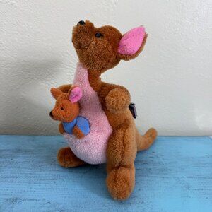 Vtg Disney Pooh & Friends Kangaroo Plush With Joey Stuffed Toy 10" Brown